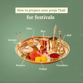 Traditional pooja thali with essential items for festival and rituals